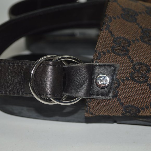 Gucci Brown and Black Monogram Sandals - Picture 6 of 14